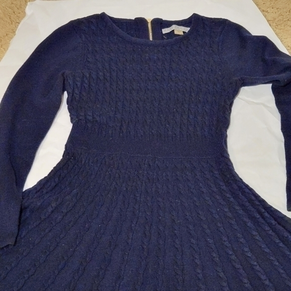 MARC NEW YORK ANDREW MARC Navy Blue Sweater Dress Size Small Round Skirt Texture - Picture 1 of 8